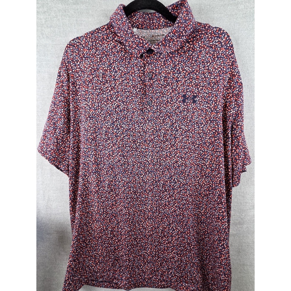 UNDER ARMOUR The Playoff Polo Shirt Mens XL Loose Fit Multi Floral Comfort Flex
